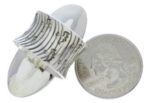 Southwest Turquoise Butterfly And Bear Silver Ring Size 5-3/4 PX41276